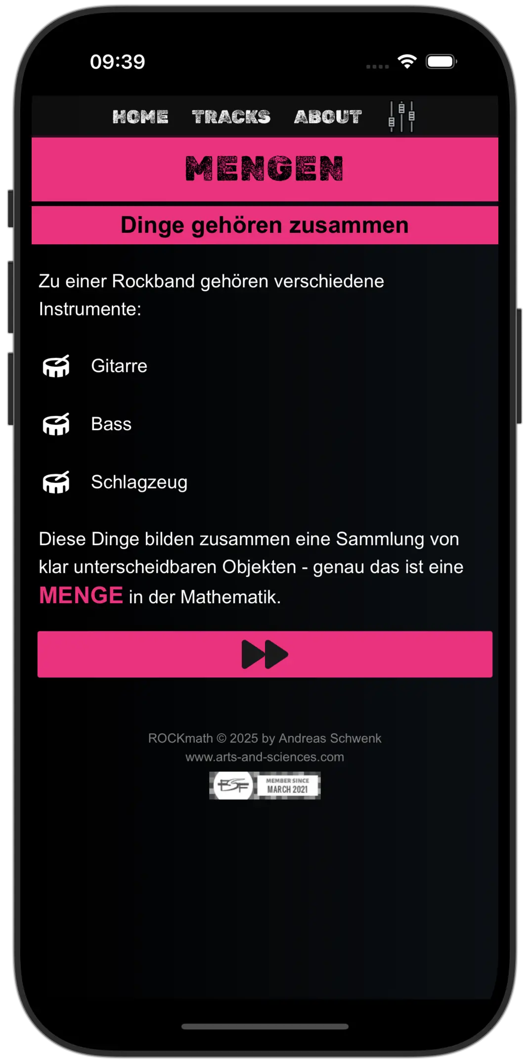 Screenshot eines Kapitels der App